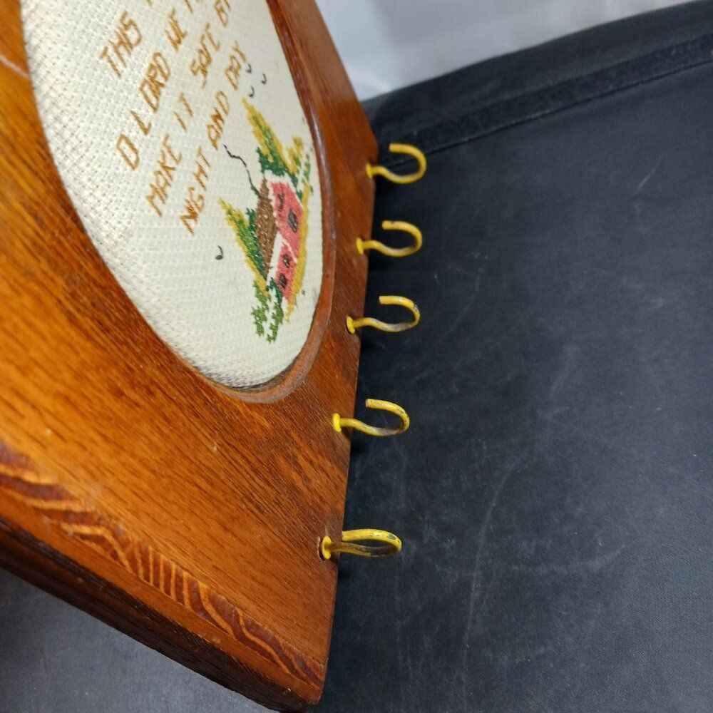 Vintage Needlepoint Wood Key Hanger - Picture 3 of 8